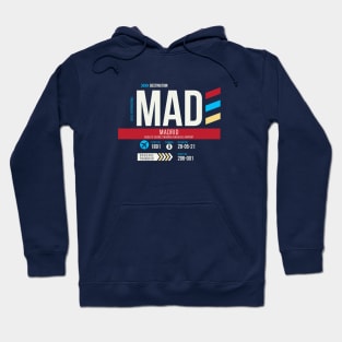 Madrid (MAD) Airport Code Baggage Tag Hoodie